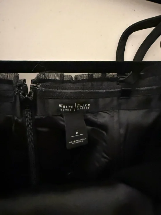 White House Black Market Black Satin Corset Maxi Dress Lace Trim Size 6 - Picture 11 of 12